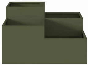 Plantadeira para Jardim vidaXL 100x100x48 cm Verde-azeitona Aço