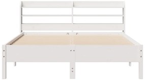 Cama sem colchão 135x190 cm madeira de pinho maciça branco