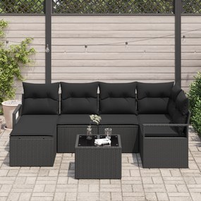 Conjunto de Sofá de Jardim vidaXL de 7 Peças com Almofadas em Rattan P