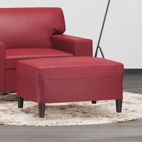 vidaXL Apoio de pés 70x55x41 cm couro artificial vermelho tinto