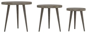 Conjunto mesas de apoio 3 pcs MDF e ferro cinzento