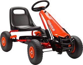 AIYAPLAY Kart a Pedais Go-Kart para Crianças Assento Ajustável Pneus Eva Embraiagem Manual e Travão 110x61x62 cm Vermelho | Aosom Portugal