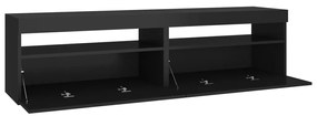 Móvel de TV com luzes LED 2 pcs 75x35x40 cm preto