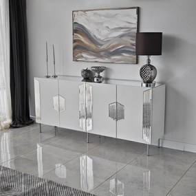 Console Dubai – Branco e Prateado – 180x80x40 cm