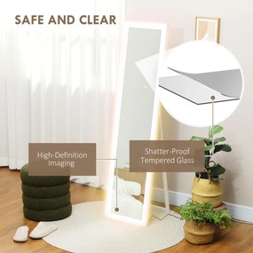 Espelho de Pé com Luz LED 40x160 cm Espelho de Corpo Inteiro com Ilumi