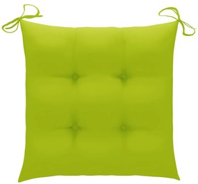 Cadeiras jardim c/ almofadões verde brilhante 4 pcs teca maciça