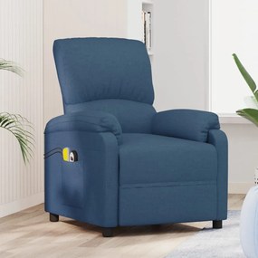 vidaXL Poltrona de massagens elétrica tecido azul