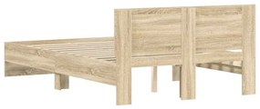 Estrutura de cama com cabeceira 135x190 cm carvalho sonoma