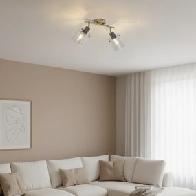 Foco de teto de design bronze com vidro transparente 2 luzes - Domo