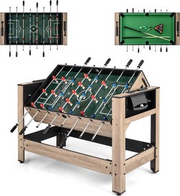 Mesa de Jogos matraquilhos e  Mesa de bilhar 124 x 60,5 x 81 cm rotativa 2 em 1 Preto e castanho