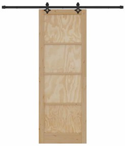 Porta Deslizante com Conjunto de Hardware "ORKDAL" Madeira Sólida de P