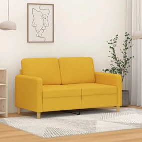 vidaXL Sofá de 2 lugares 120 cm tecido amarelo-claro