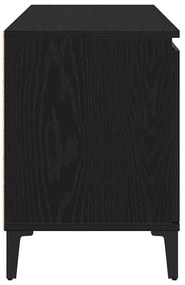 Armário de TV vidaXL Preto Carvalho 102x35x50 cm de Madeira de Engenha