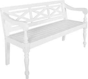 vidaXL Banco Batávia 123 cm madeira de mogno maciça branco