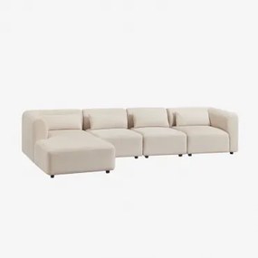 Sofá Modular Chaise Longue Esquerdo De 4 Peças Fogler Linho Veludo Bege Linho - Sklum