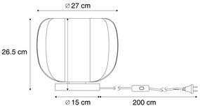 Candeeiro de mesa Japandi preto com abajur de linho bege 27cm - Nami Japandi