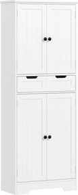 HOMCOM Móvel de casa de banho, móvel de arrumação com gaveta e 4 portas, estilo moderno, 60 x 30 x 160 cm, branco | Aosom Portugal
