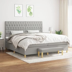 vidaXL Cama com molas/colchão 200x200 cm tecido cinza-claro