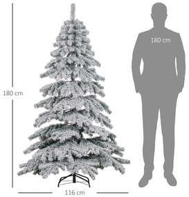 HOMCOM Árvore de Natal Ø116x180 cm Neve Artificial com 627 Pontas de P