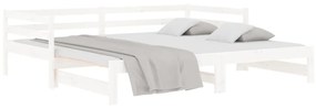 Estrutura sofá-cama de puxar 2x(90x190) cm pinho maciço branco