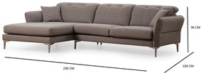 Sofá de Canto Costor – Cinzento – 290x180x96 cm