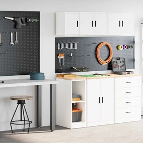 vidaXL Armários de garagem 2 pcs derivados de madeira branco