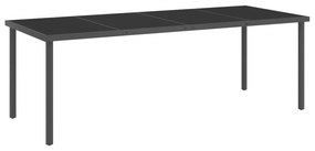 vidaXL Mesa de jantar para exterior 220x90x75 cm aço e vidro antracite