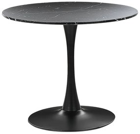 Mesa de jantar redonda efeito mámore preto ⌀ 90 cm BOCA Beliani