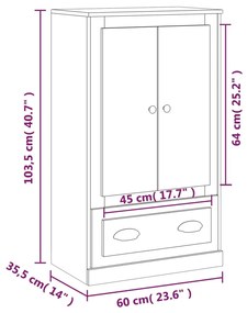 Armário alto derivados de madeira 60x35,5x103,5 cm sonoma cinza