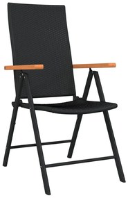 3 pcs conjunto de jantar para jardim preto