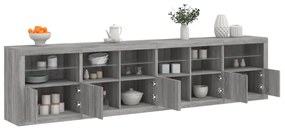 vidaXL Aparador com luzes LED 283x37x67 cm cinzento sonoma