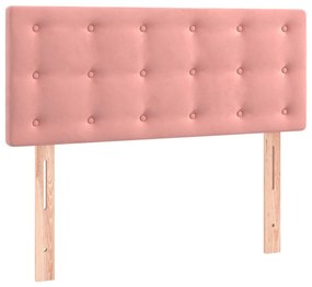 Cama box spring c/ colchão/LED 90x200 cm veludo rosa