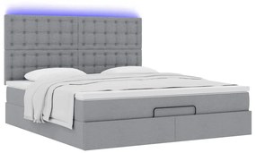 Estrutura cama otomana colchão 160x200 cm tecido cinzento claro