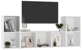 3 pcs conjunto de móveis para TV contraplacado branco