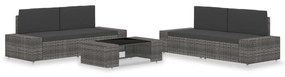 vidaXL 5 pcs conjunto lounge de jardim vime PE cinzento