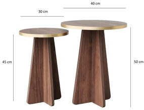 Conjunto de Mesas de Centro Mushroom – Dourado Nogueira – 40x50x40 cm