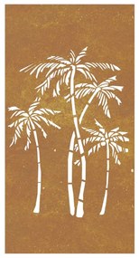 Decoração p/ muro de jardim 105x55cm aço corten design palmeira