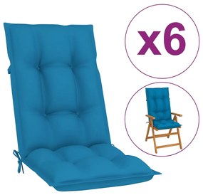 314247 vidaXL Almofadões para cadeiras de jardim 6 pcs azul 120x50x7 cm