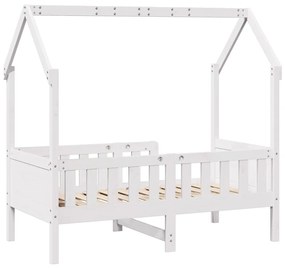 Cama infantil formato casa 70x140 cm pinho maciço branco
