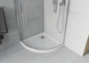 Mexen Rio cabine de duche semicircular 90 x 90 cm, transparente, cromado + base de duche Flat, branco - 863-090-090-01-00-4110