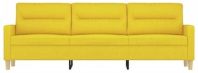 Sofá de 3 lugares 180 cm tecido amarelo-claro