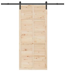 Porta Deslizante Castanho 100 x 208 cm Madeira de pinho maciça