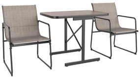 Conjunto de bistrô para jardim com 3 peças com mesa de jantar retangular e 2 cadeiras de tecido Castanho