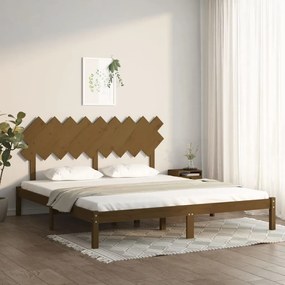 Estrutura de cama super king 180x200 cm castanho-mel madeira