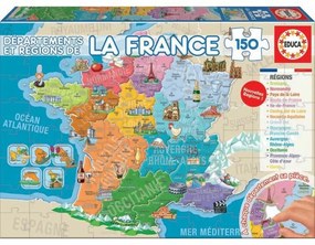Puzzle Infantil Educa Departments And Regions Of France Mapa (150 Peças)