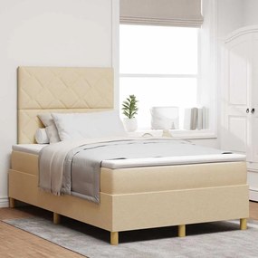 vidaXL Cama Box Spring com Colchão Creme Pequena Cama de Tecido