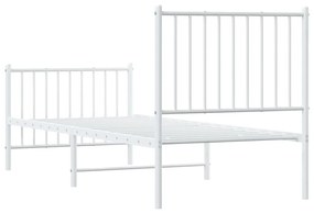 Estrutura de cama com cabeceira e pés 75x190 cm metal branco