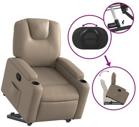 Poltrona reclinável elevatória couro artificial cor cappuccino