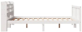 Cama sem colchão 140x190 cm madeira de pinho maciça branco
