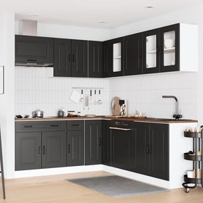 11 peças armário de cozinha conjunto Kalmar preto